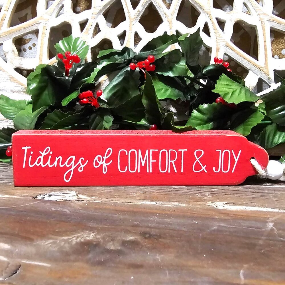 Tidings of Comfort & Joy. Wood Block Sign. Christmas Home Décor.